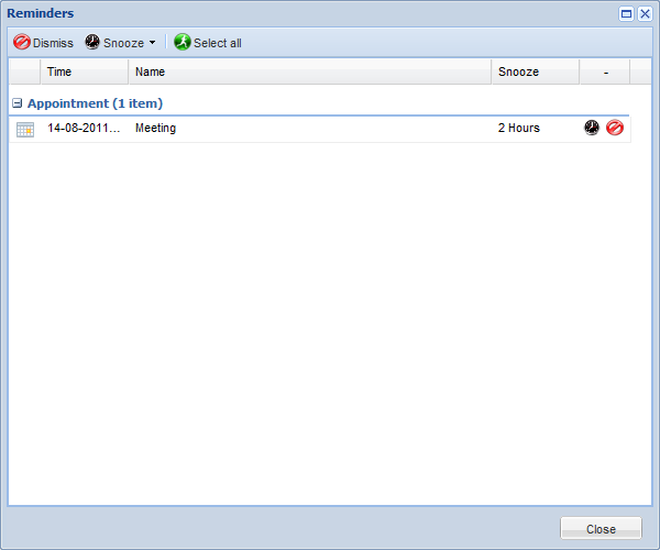 Reminder Dialog