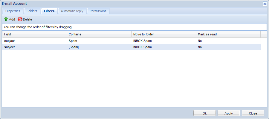 Rules overview dialog